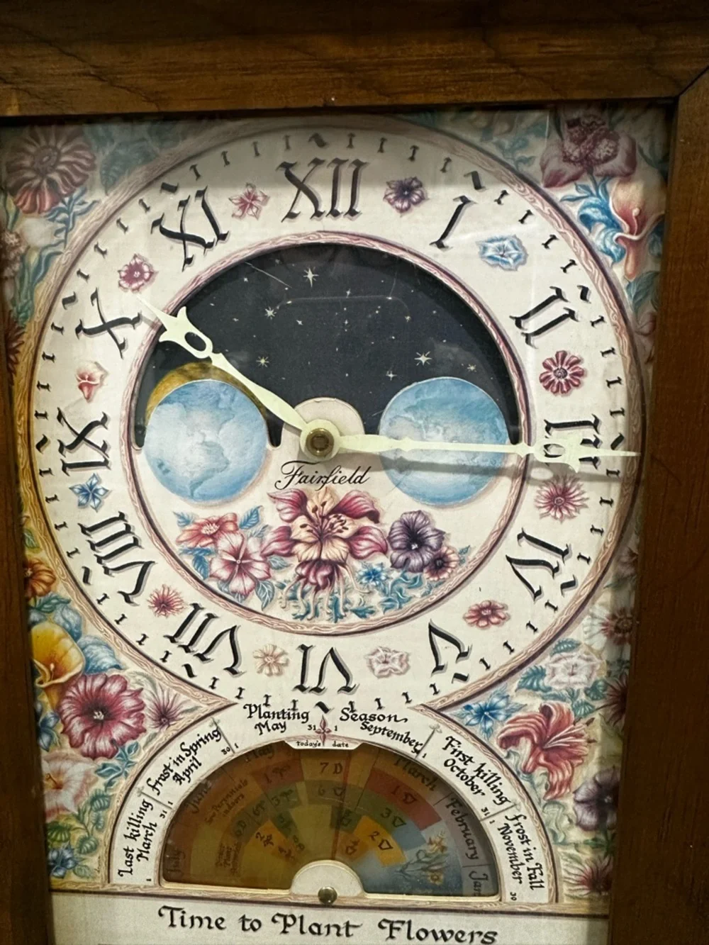 70’s FAIRFIELD Farmers Almanac Moon dial gardeners Clock Movement for Home Decor